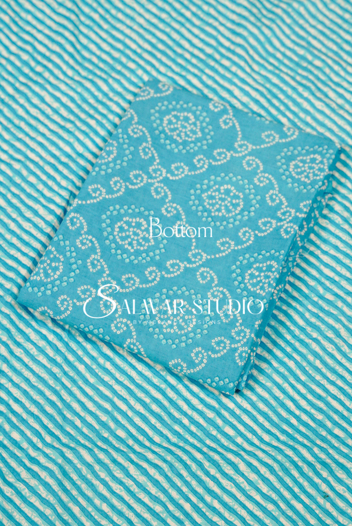 Printed Cotton Unstitched Salwar Suit Material Aqua Blue Bottom.