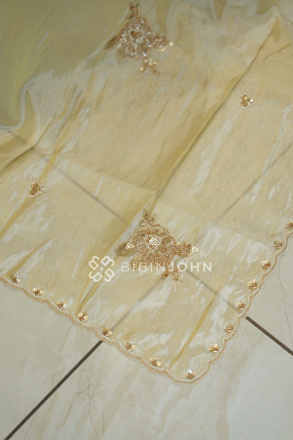 Tissue Embroidery Dupatta For Women Ivory Cream BJ2431