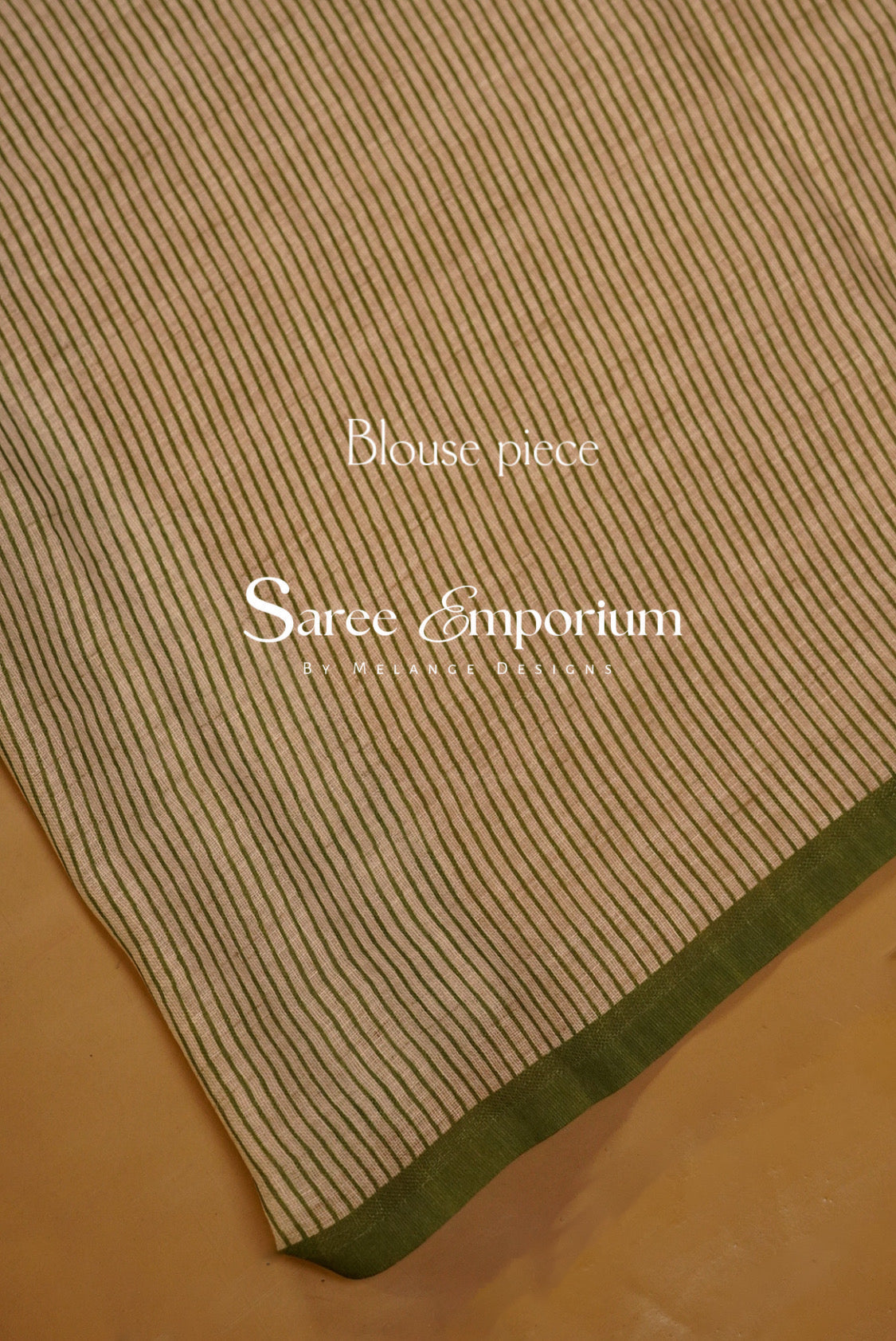 Art Linen Embroidery Saree For Women Beige & Green BJ0570