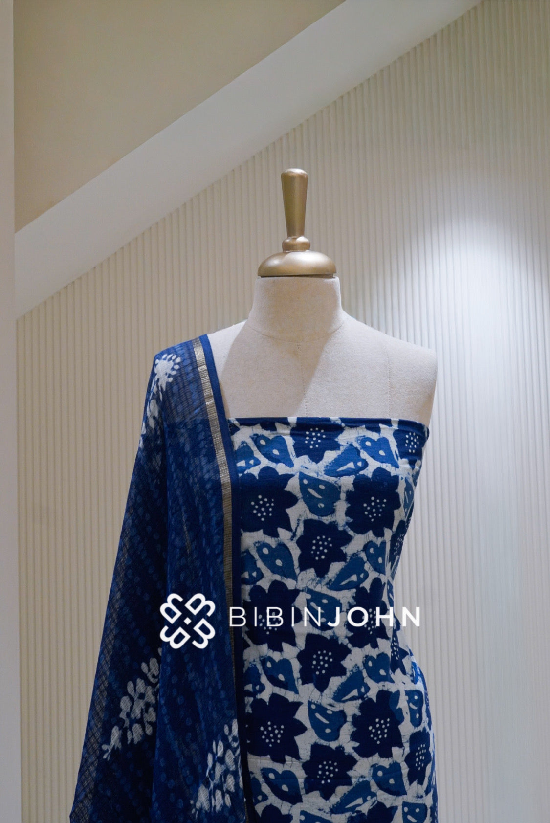Printed Cotton Unstitched Salwar Suit Material Royal Blue BJ1724