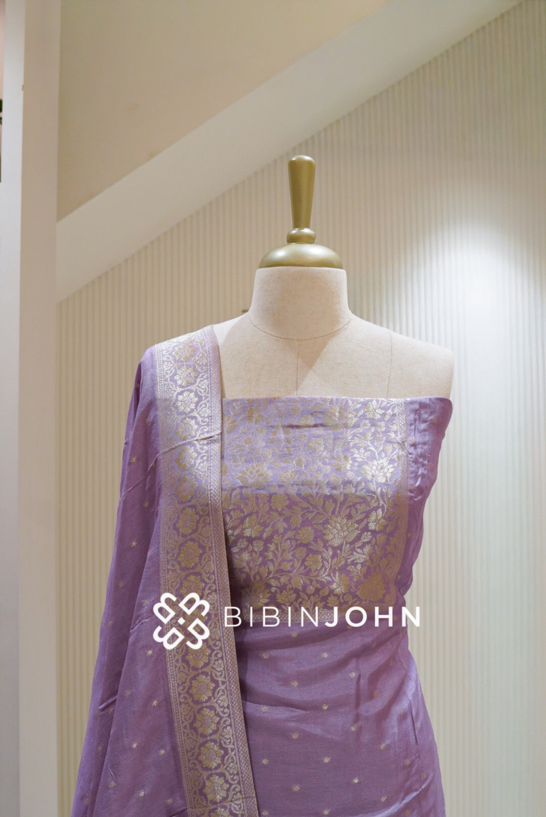 Banarasi Unstitched Salwar Suit Material Pastel Lavender Purple BJ1893