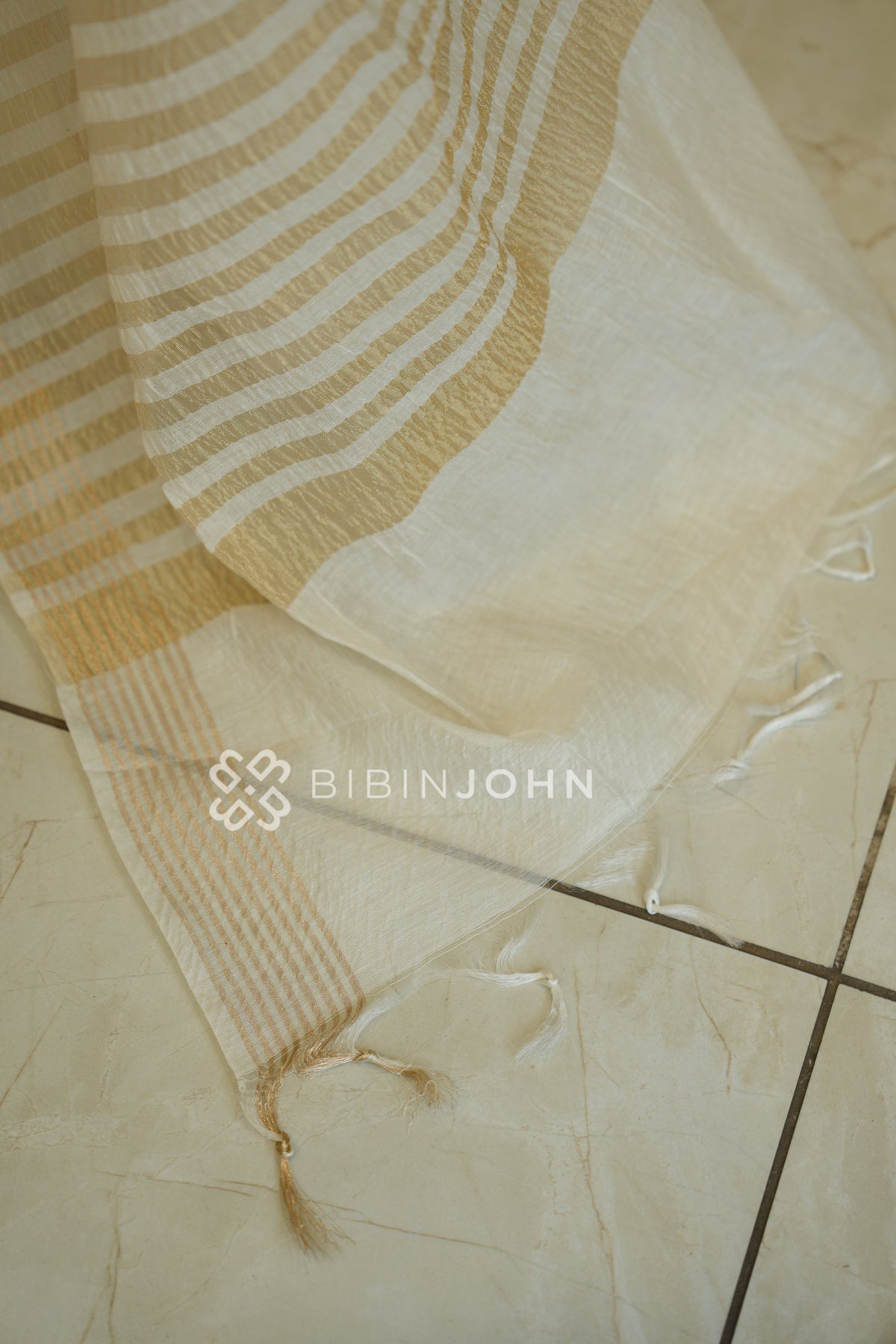 Crushed Chanderi Dupatta For Women Ivory White BJ2399