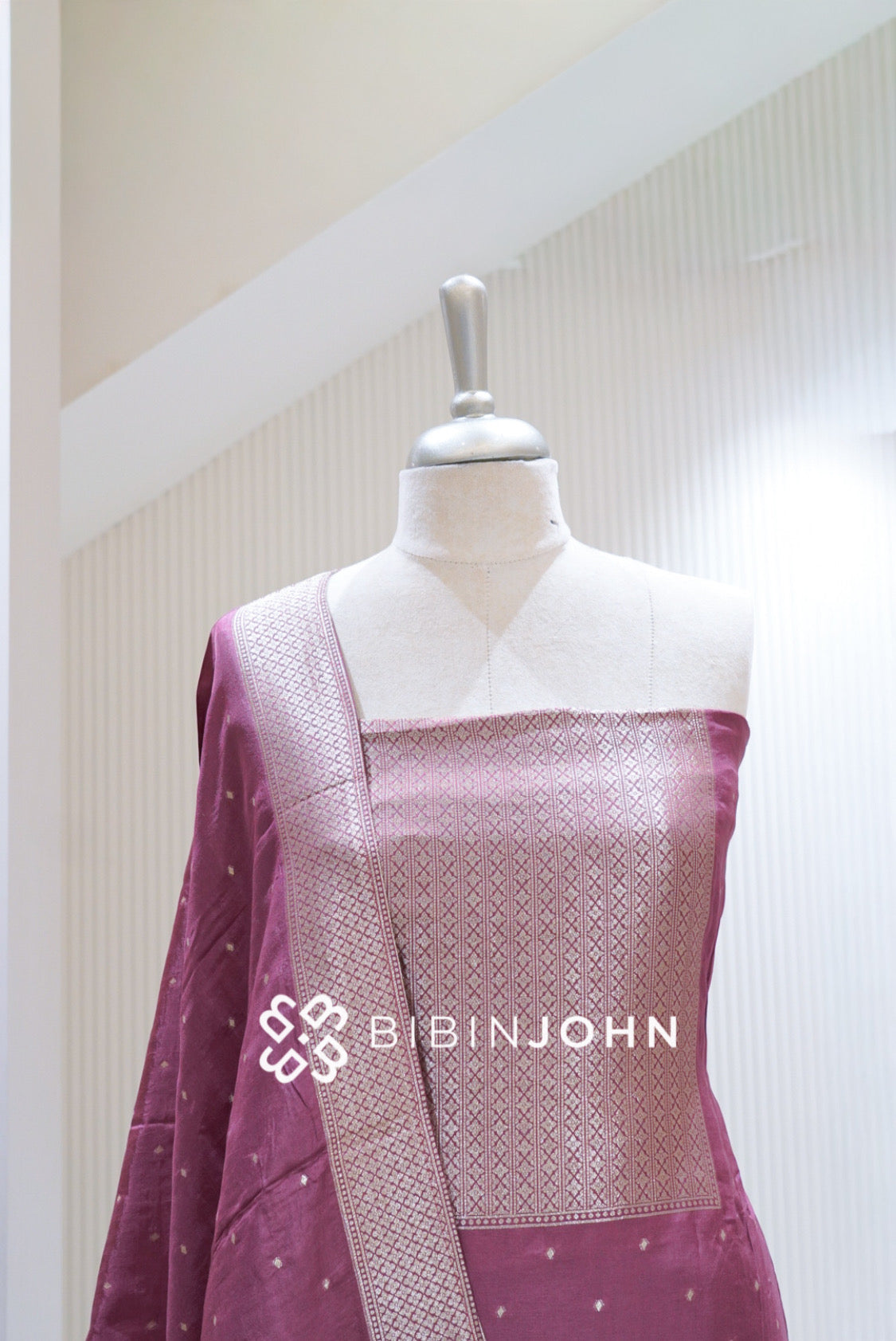 Silk Banarasi Unstitched Salwar Suit Materials Dusty Rose BJ1684