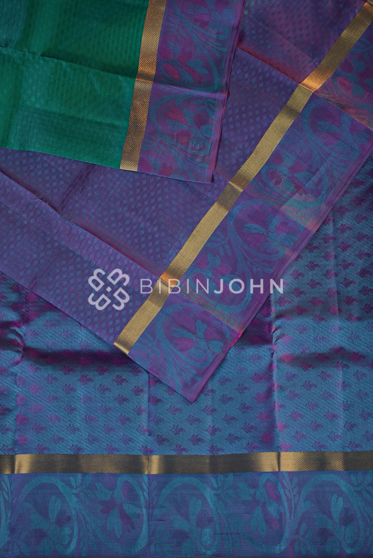 Semi Silk Saree For Women Teal Green BJ1011