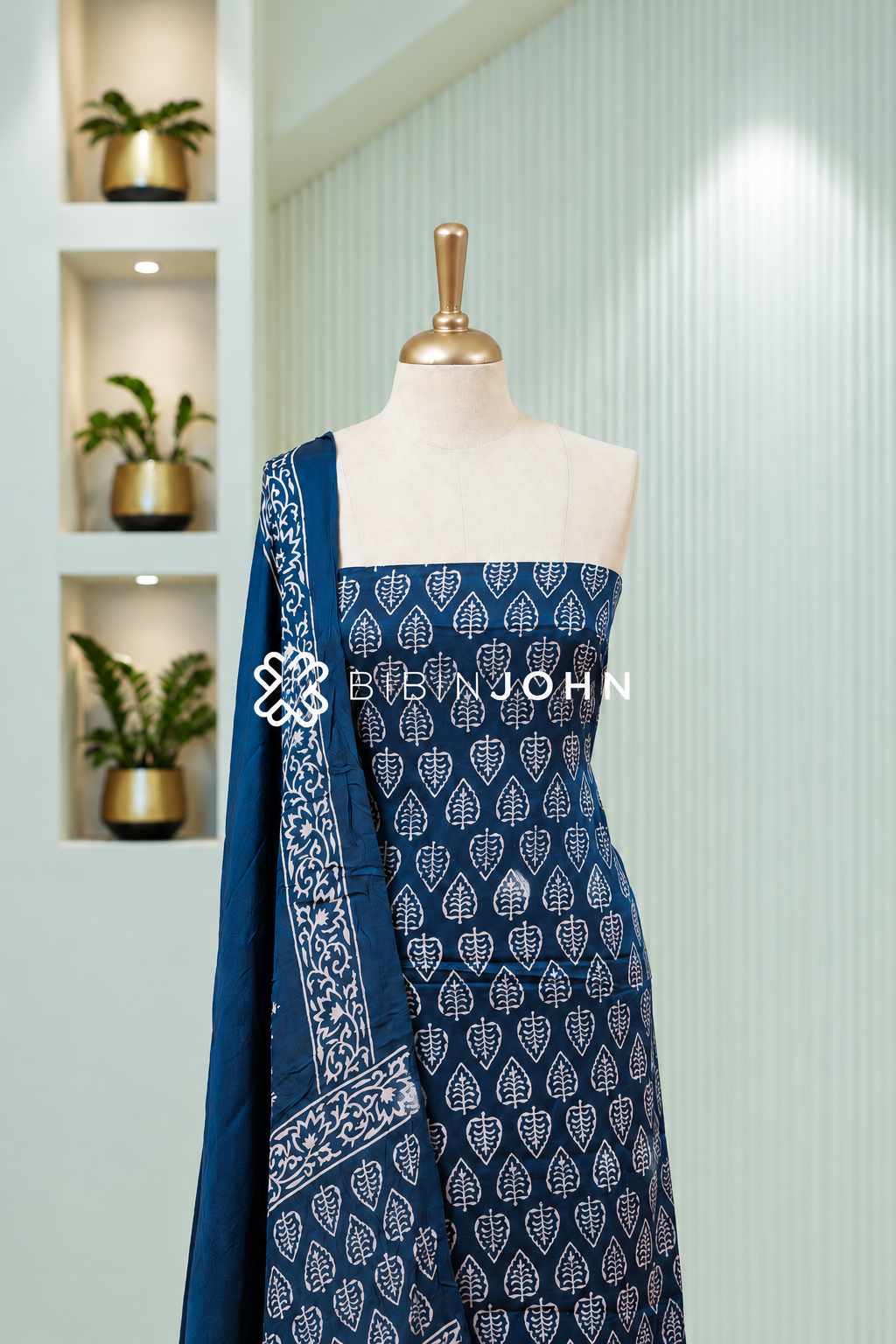 Printed Modal Unstitched Salwar Suit Dress Material Royal Blue BJ1827