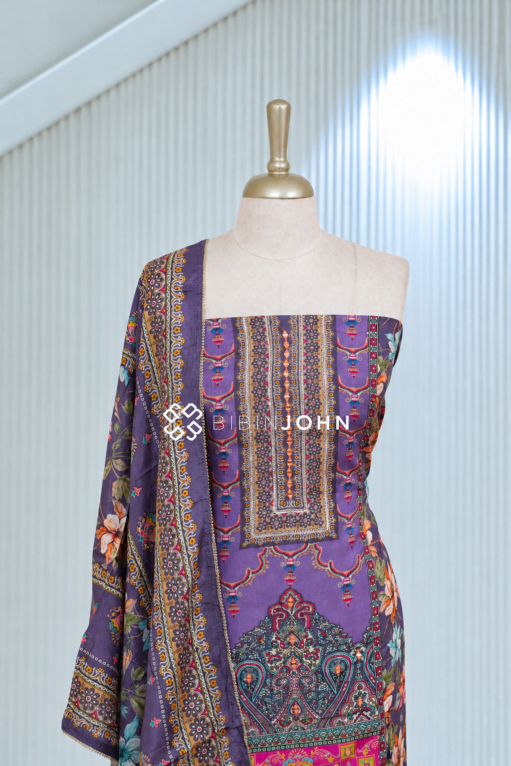 Muslin Embroidery Unstitched Salwar Suit Material Dusty Purple BJ2061