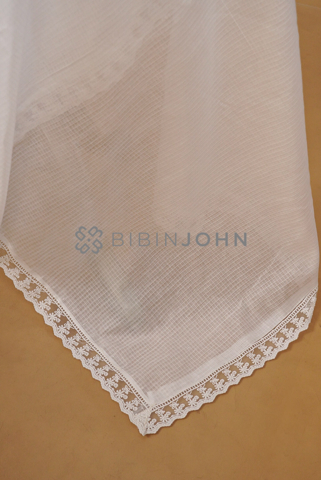 Cotta Embroidery Dupatta For Women White side view.