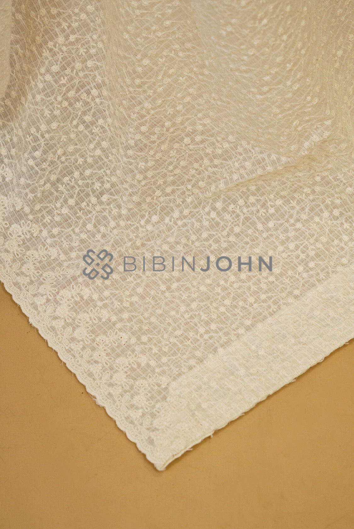 Cotta Embroidery Dupatta For Women Off White side view