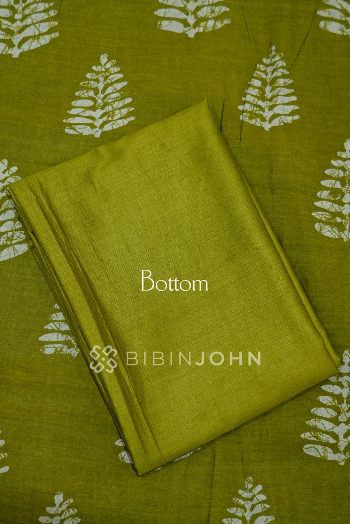 Printed Semi Silk Unstitched Salwar Suit Material Olive Green BOTTOM