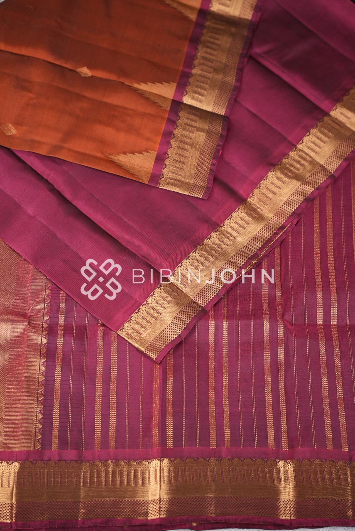 Silk Saree For Women Rust Orange CLOSE VIEW