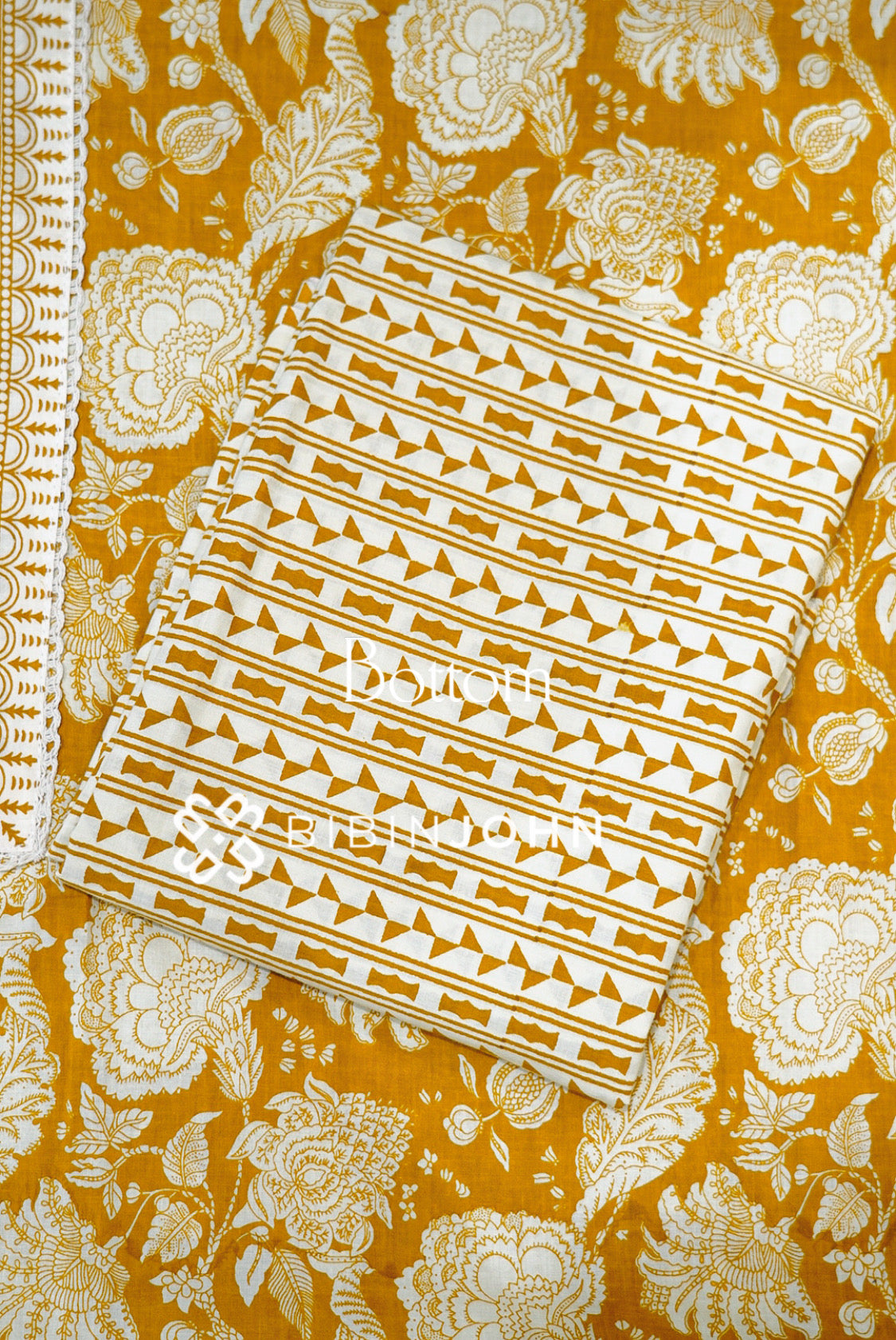 Cotton Embroidery Unstitched Salwar Suits Material Mustard Yellow BOTTOM