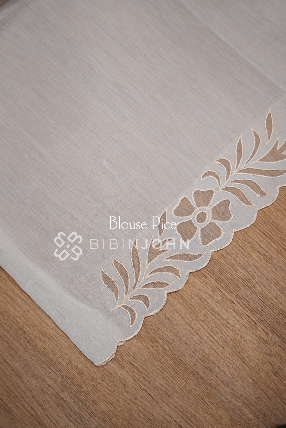 Cotta Embroidery Saree Ivory White BLOUSE VIEW