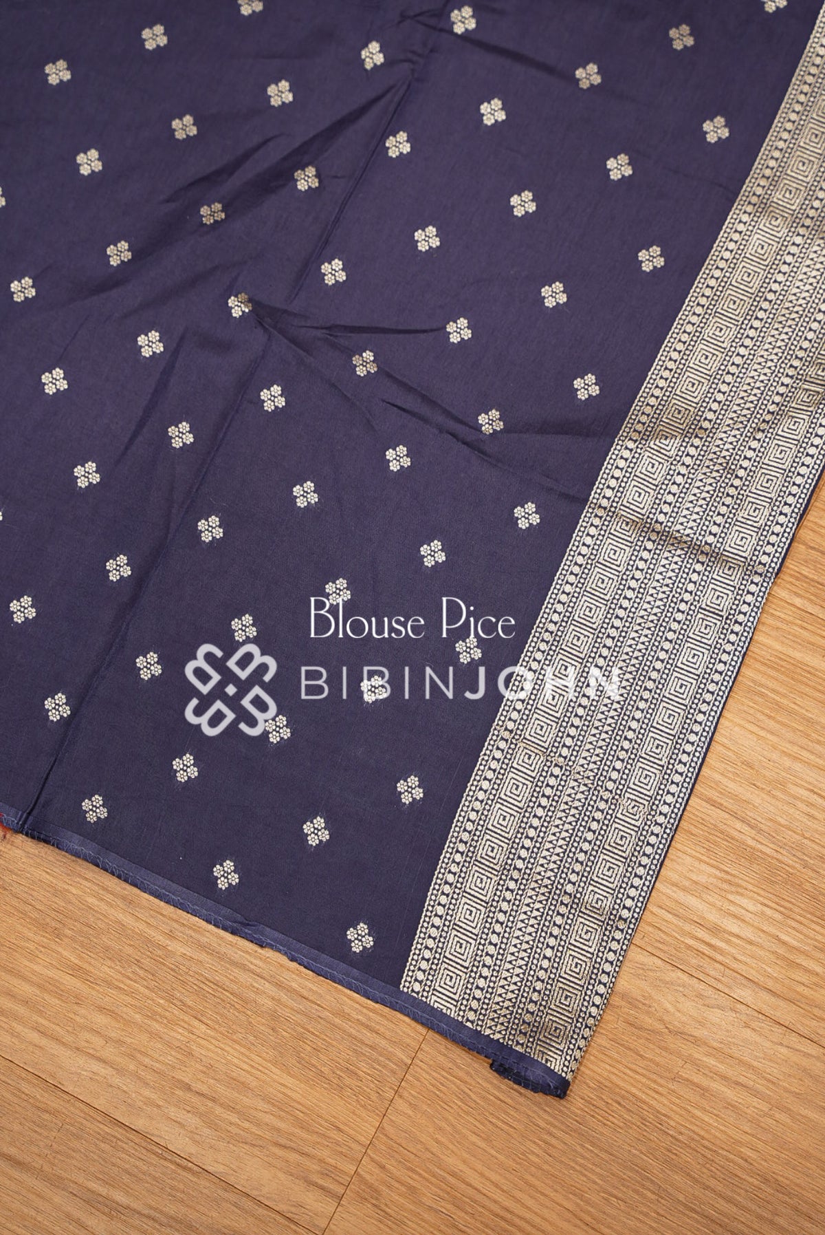 Silk Brocade Saree For Women Navy Blue BLOUSE PIECE