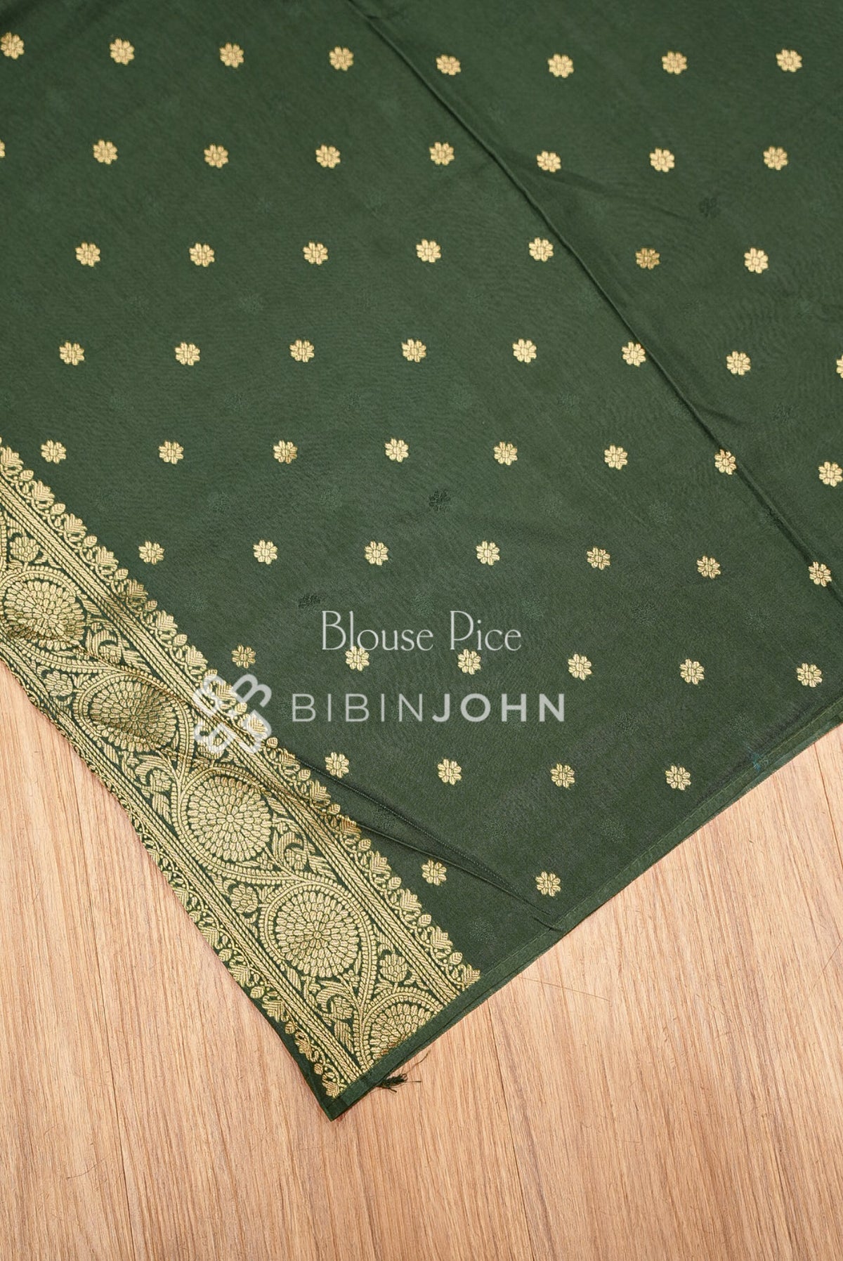 Silk Brocade Saree For Women Deep Forest Green BLOUSE PIECE