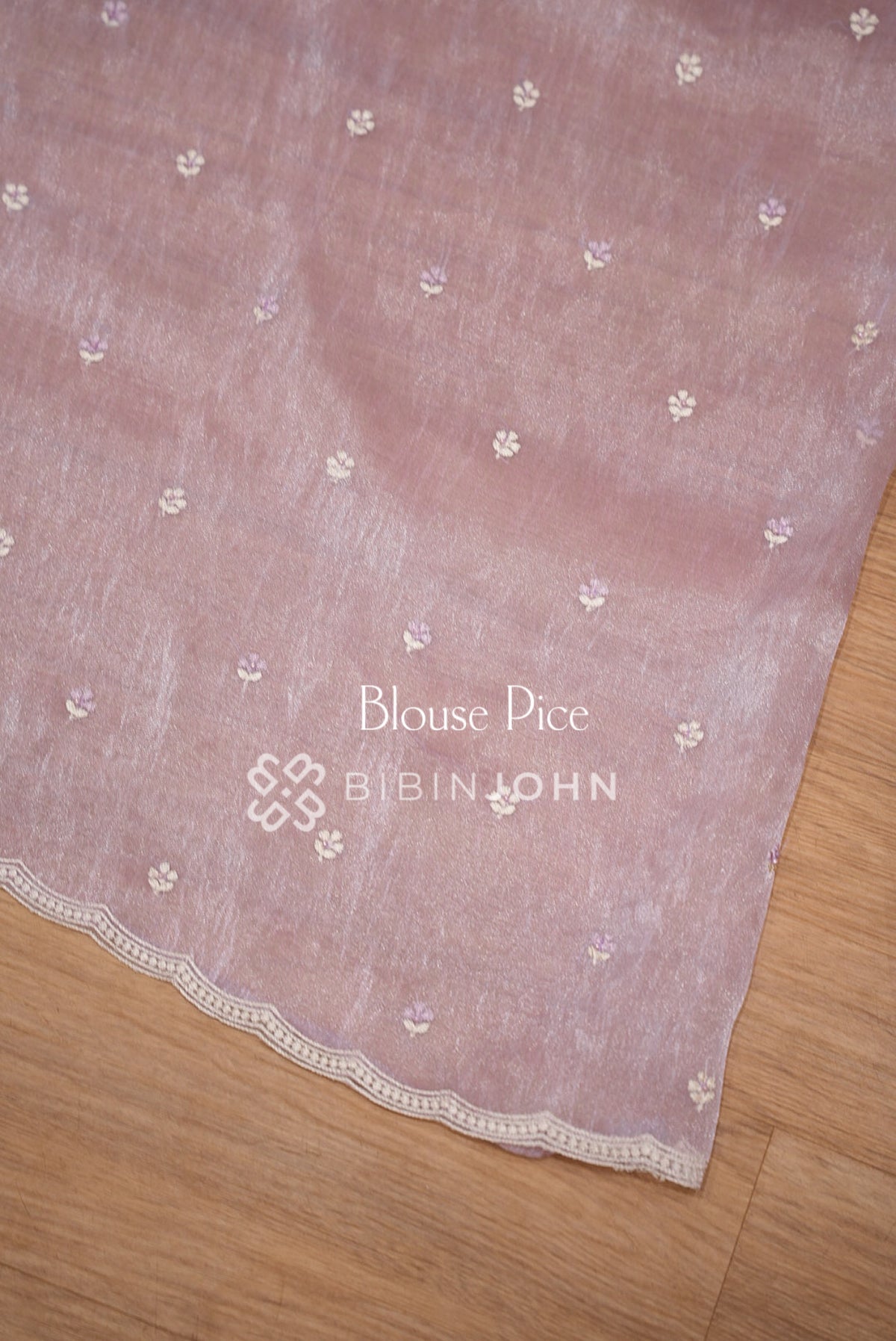 Tissue Organza Embroidery Saree For Women Lavender BLOUSE PIECE