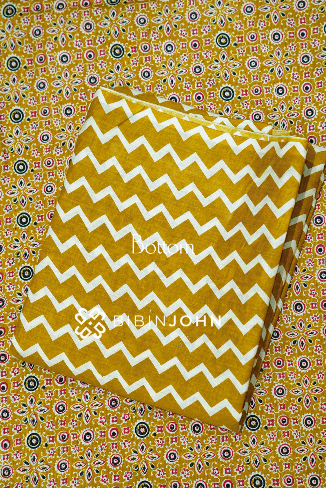 Printed Cotton Unstitched Salwar Suit Material Mustard Yellow BOTTOM