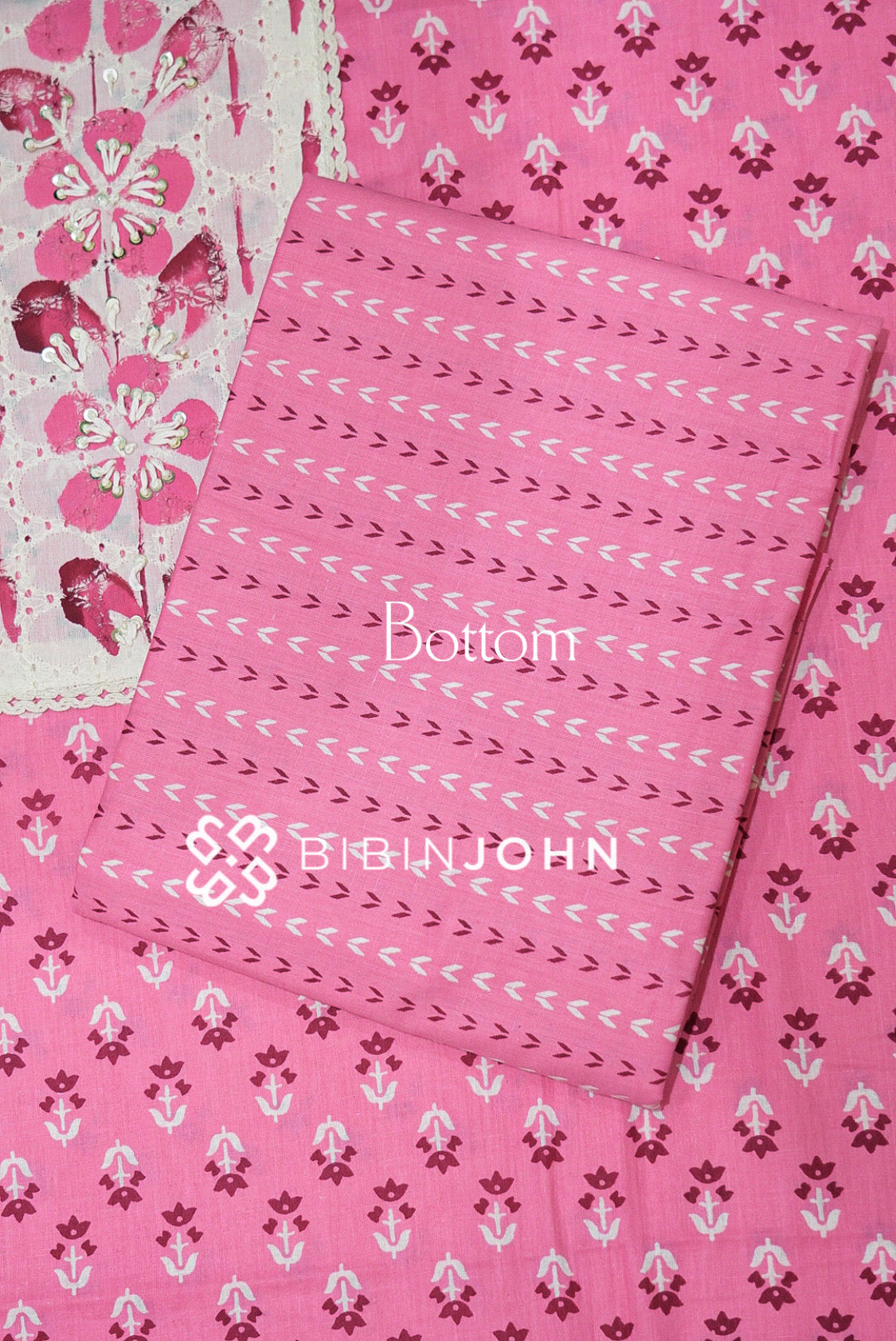 Cotton Unstitched Salwar Suit Material Pink BJ1148