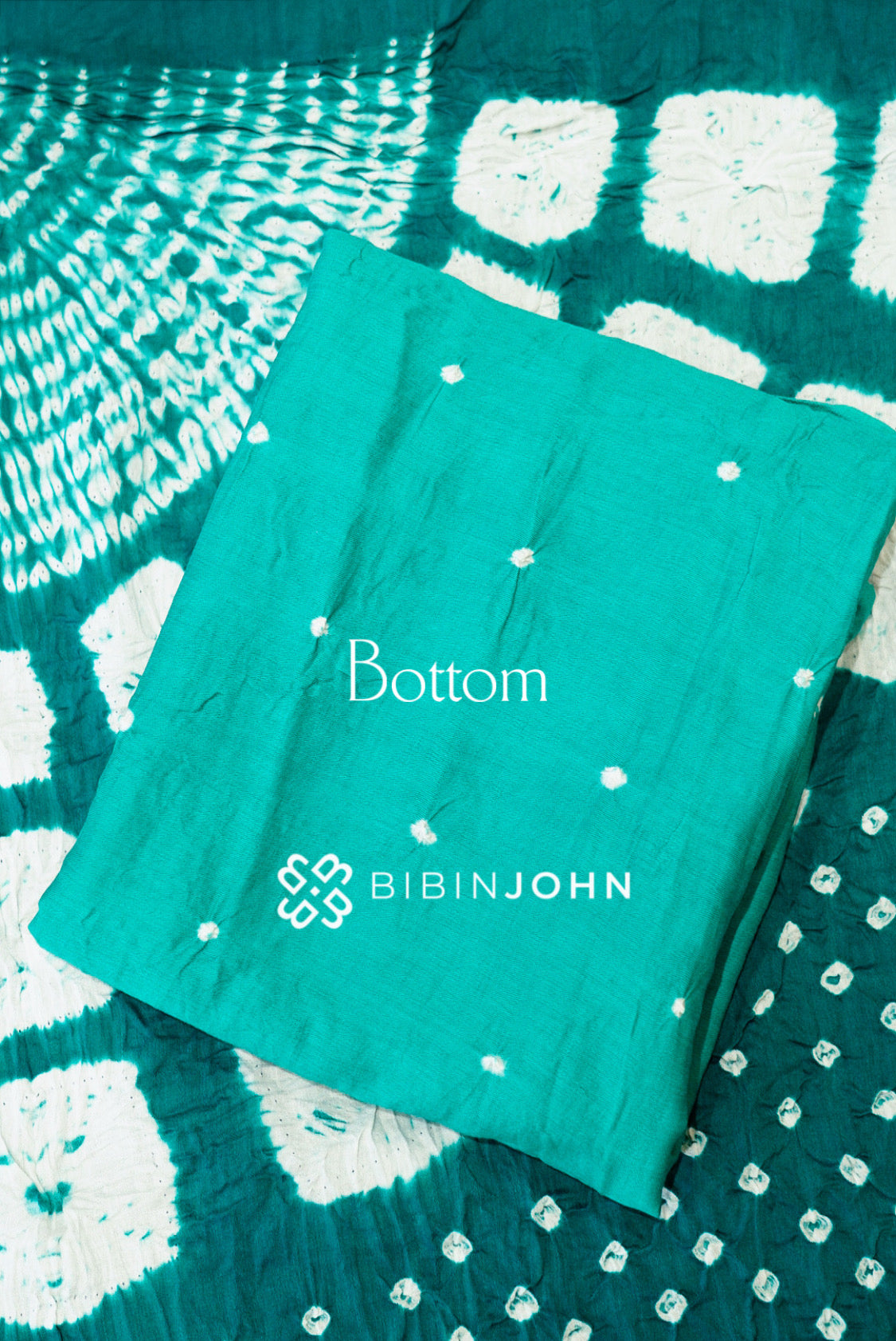 Bandhani Unstitched Salwar Suit Material Teal Green BOTTOM