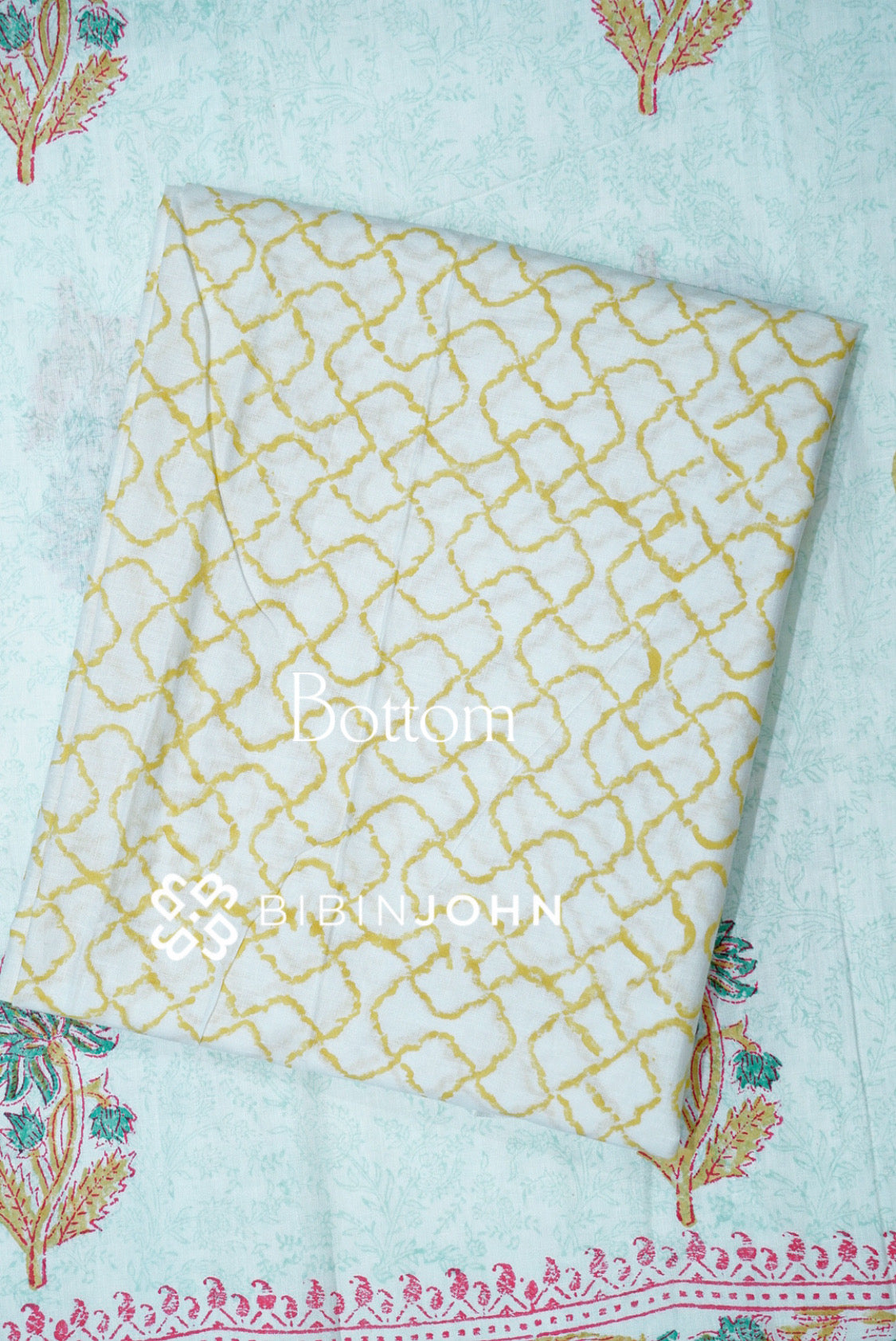 Printed Cotton Unstitched Salwar Suit Material Ivory BOTTOM