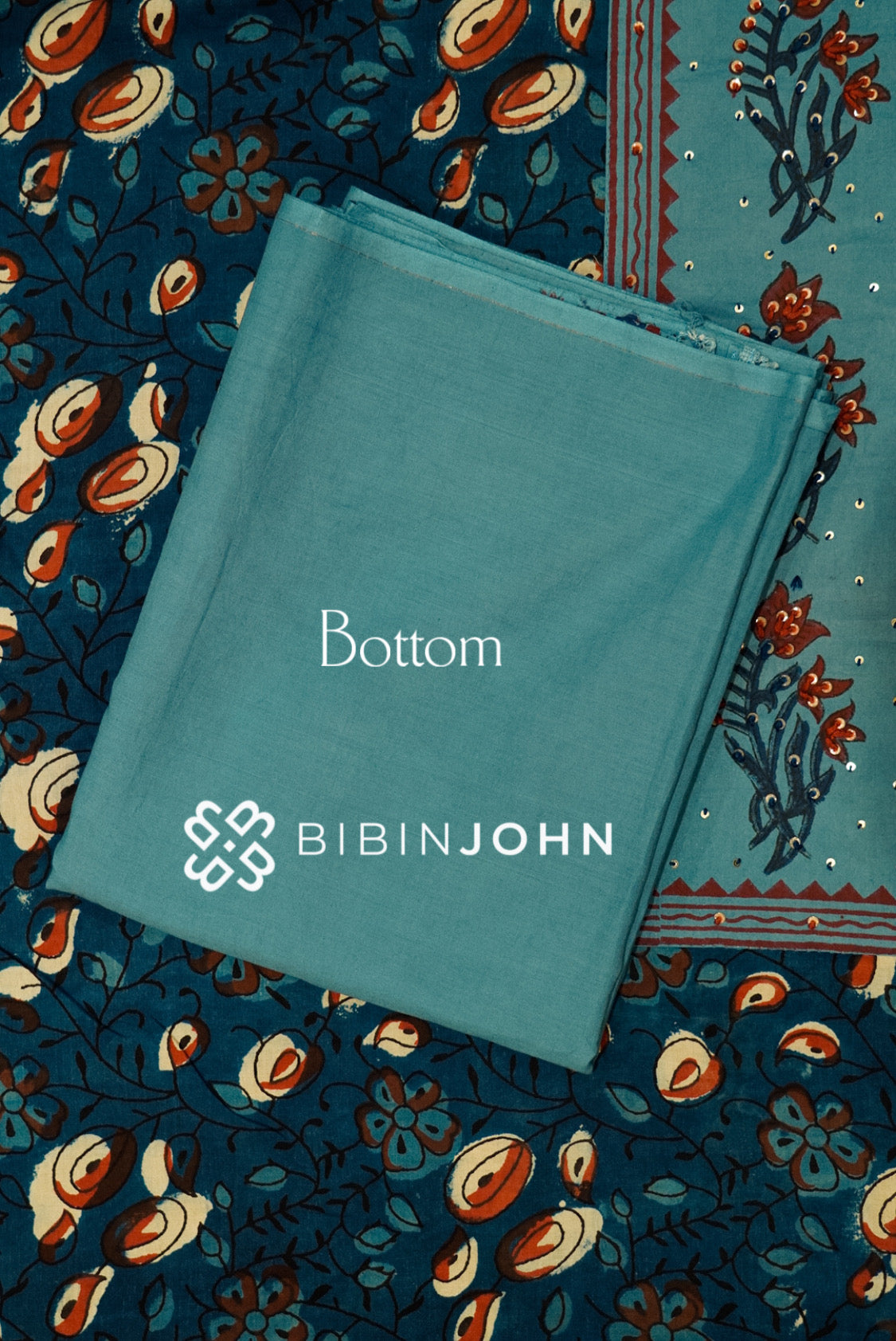 Cotton Embroidery Unstitched Salwar Suit Material Deep Teal Blue BOTTOM