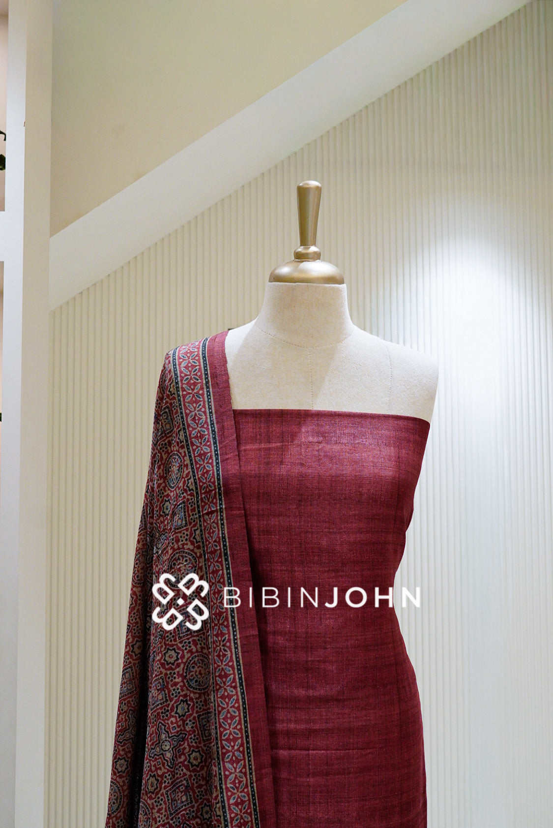 Silk Unstitched Salwar Suit Material Deep Maroon BJ1287
