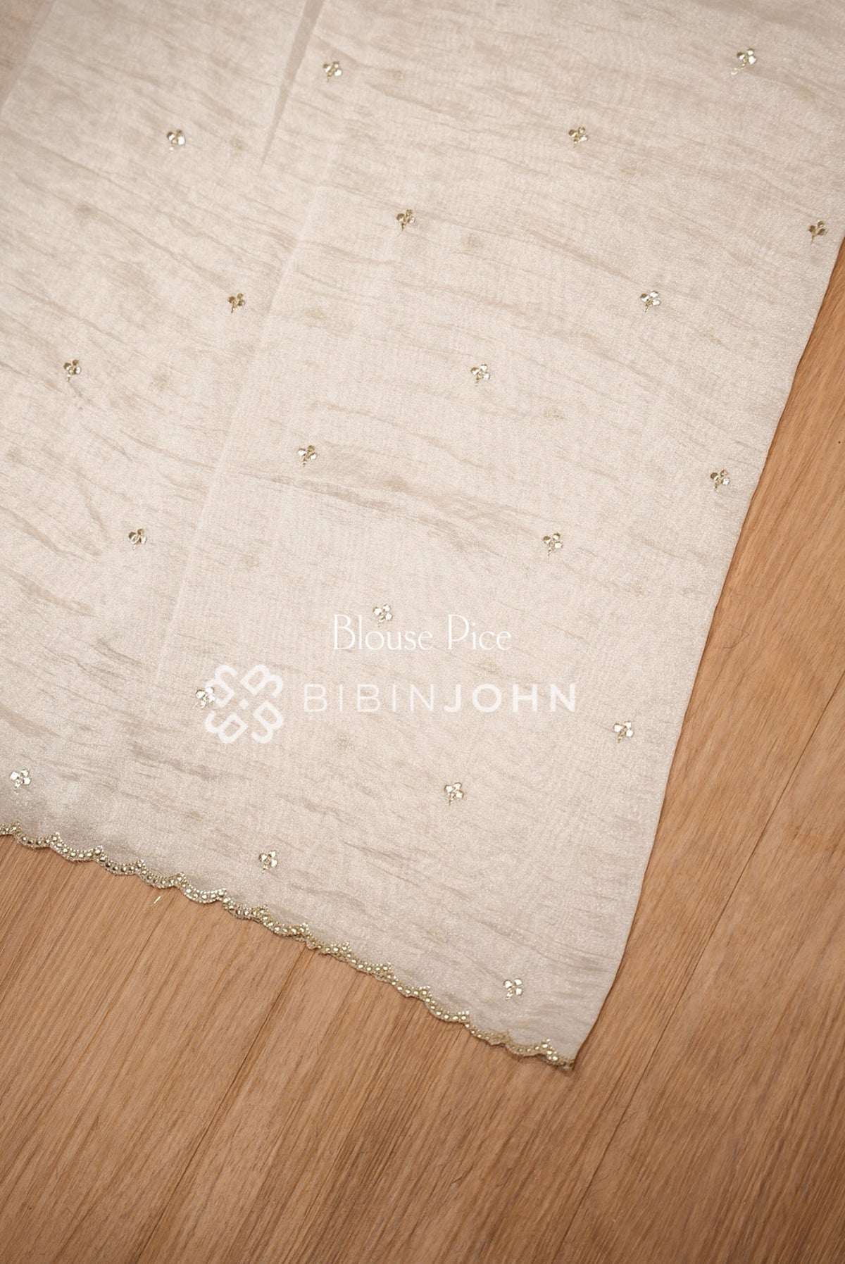 Tissue Organza Embroidery Saree For Women Ivory BLOUSE PIECE