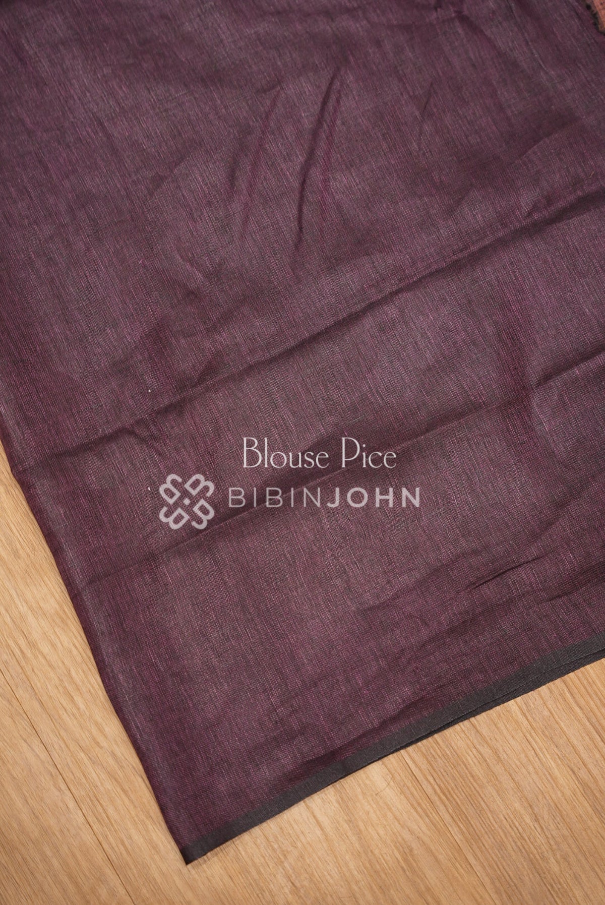 Linen Saree For Women Wine BLOUSE PIECE