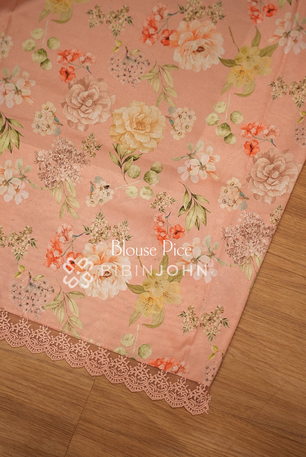Cotta Embroidery Saree For Women Peach Blush BLOUSE PIECE