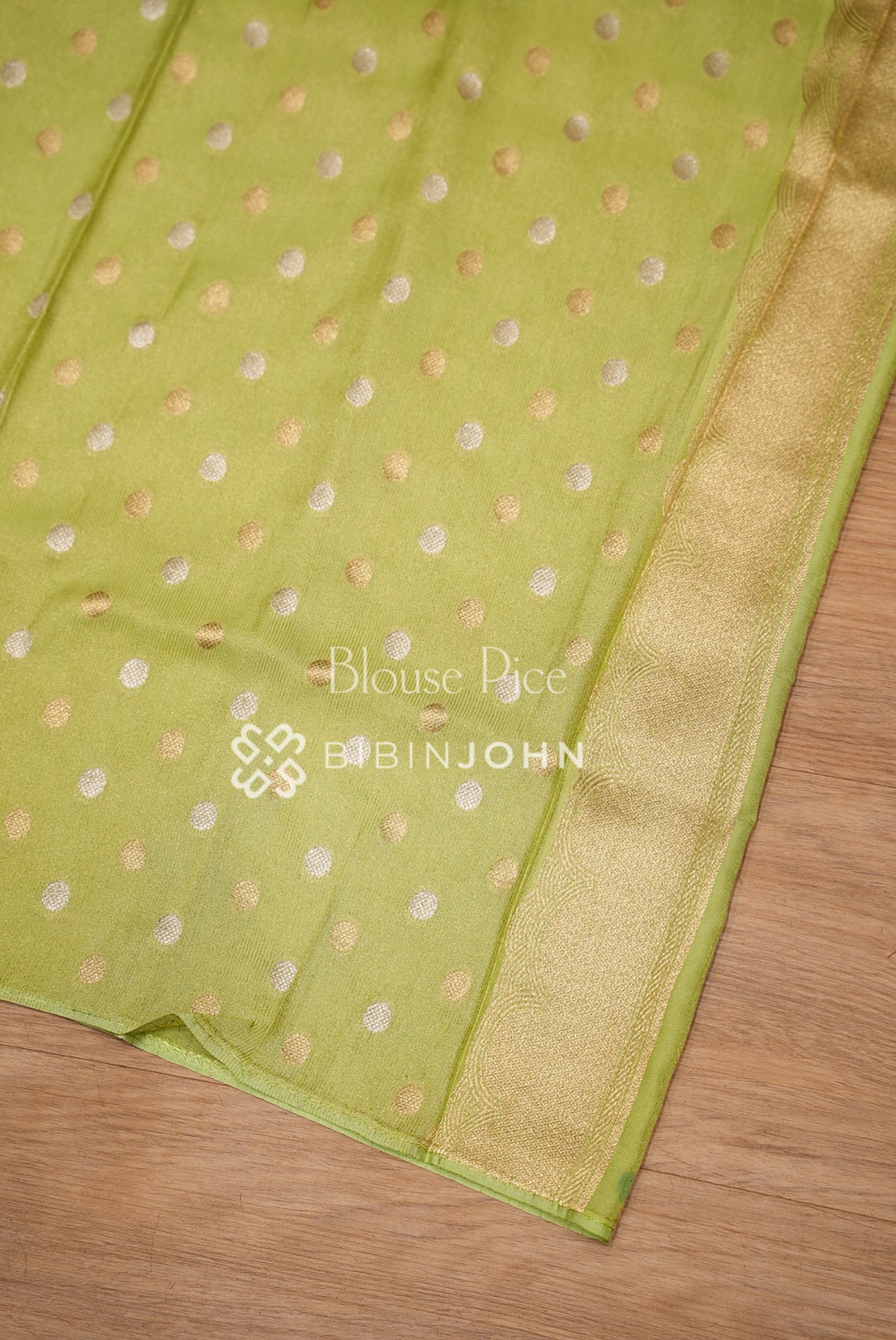 Silk Brocade Saree For Women Light Pista Green BJ1432