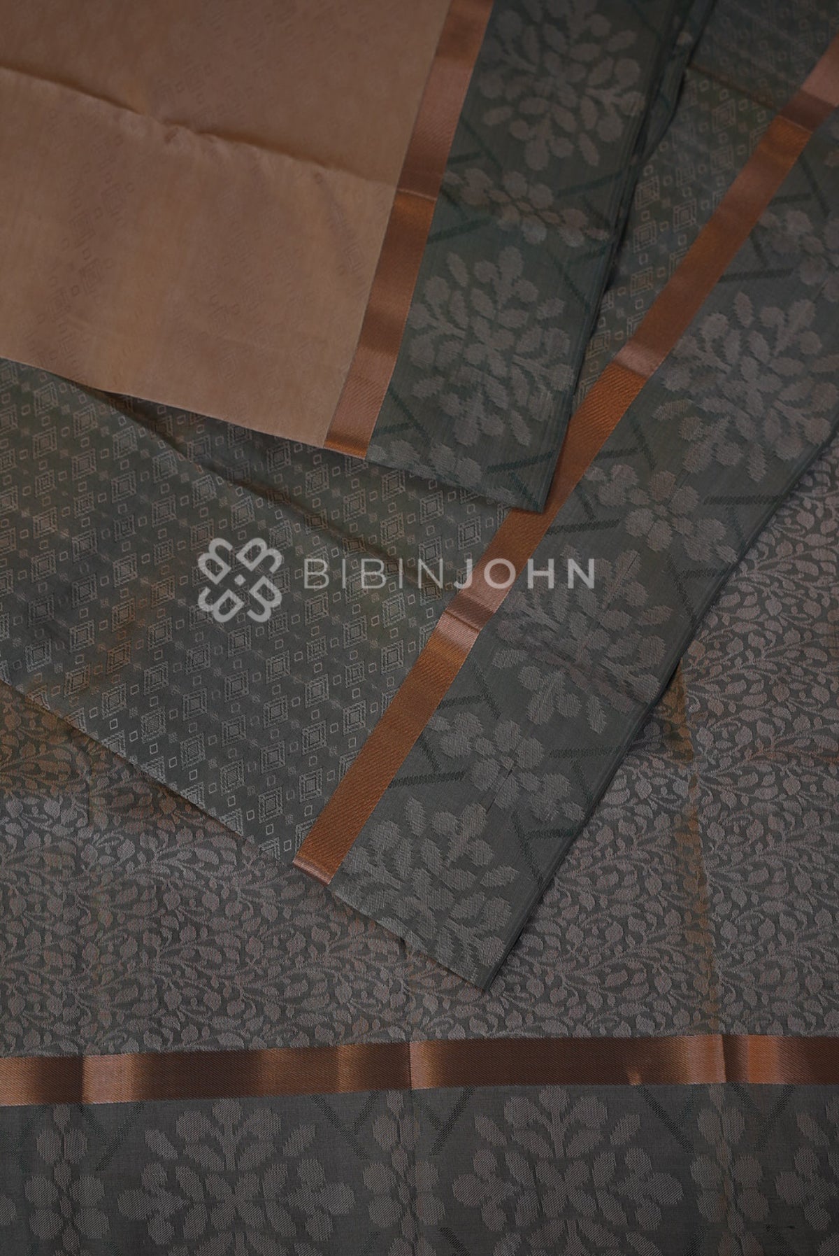 Semi Silk Saree For Women Peach Beige BJ1619