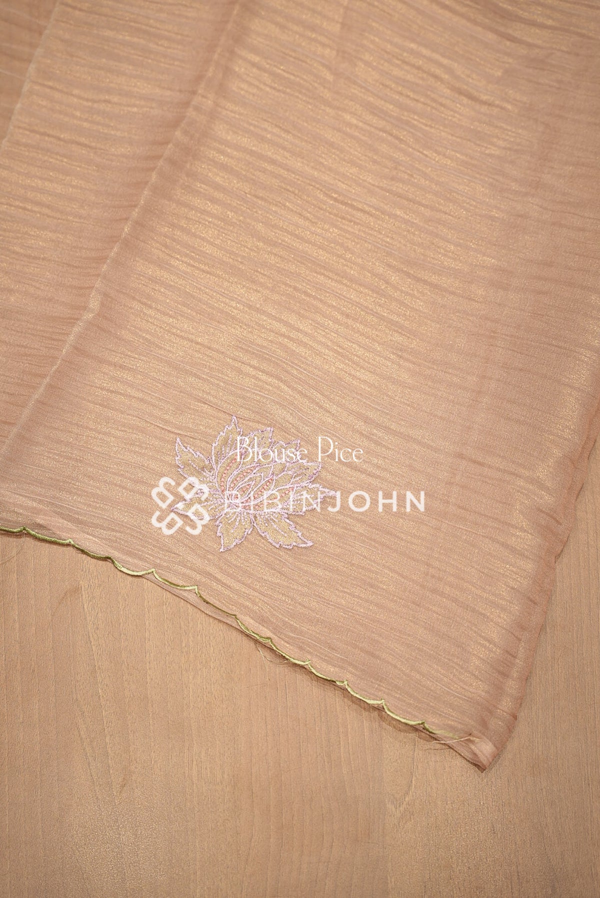 Tissue Organza Embroidery Saree Blush Peach BJ0940