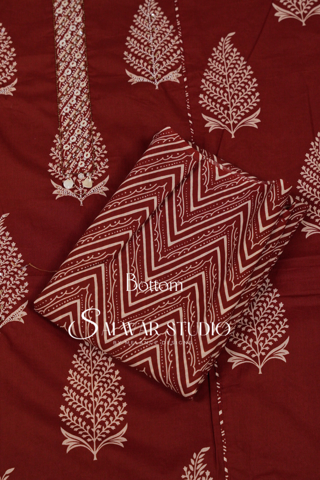 Cotton Embroidery Unstitched Salwar Suit Dress Material Classic Maroon AC0231