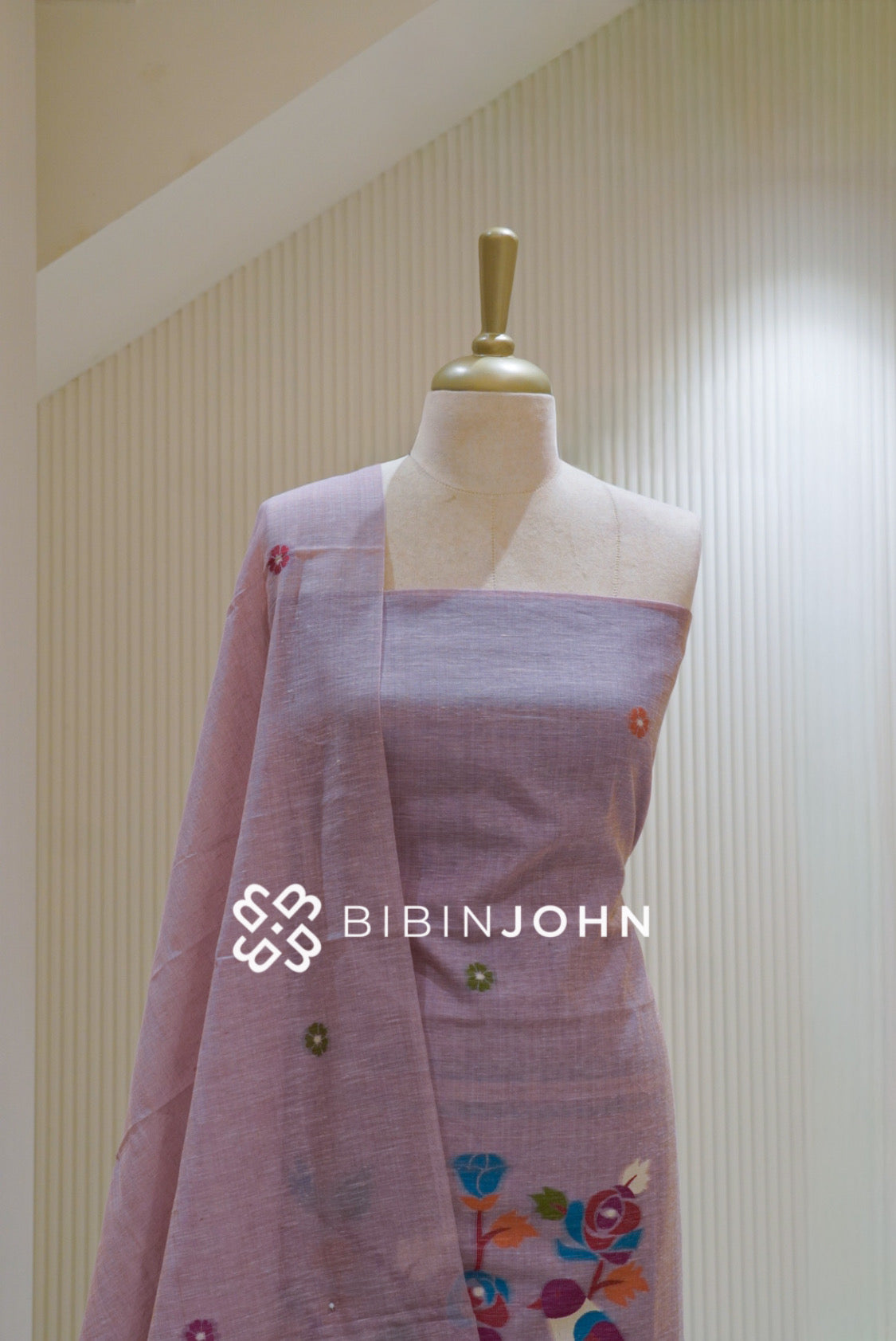 Chanderi Embroidery Weaving Unstitched Salwar Suit Material Pastel Lavender Pink BJ2606