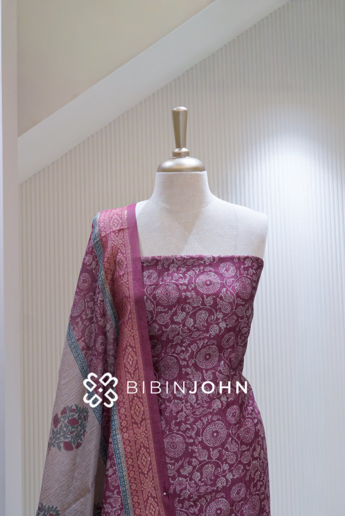 Printed Silk Unstitched Salwar Suit Material Dusty Magenta BJ1711