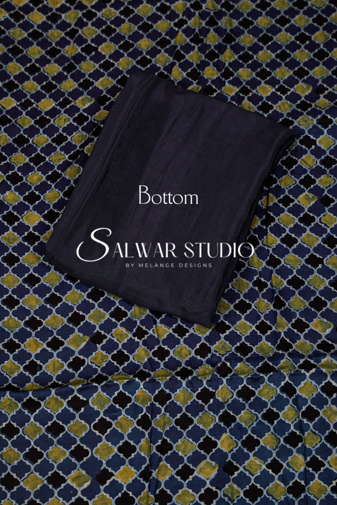 Modal Ajrakh Unstitched Salwar Suit Dress Material Navy Blue AC0244