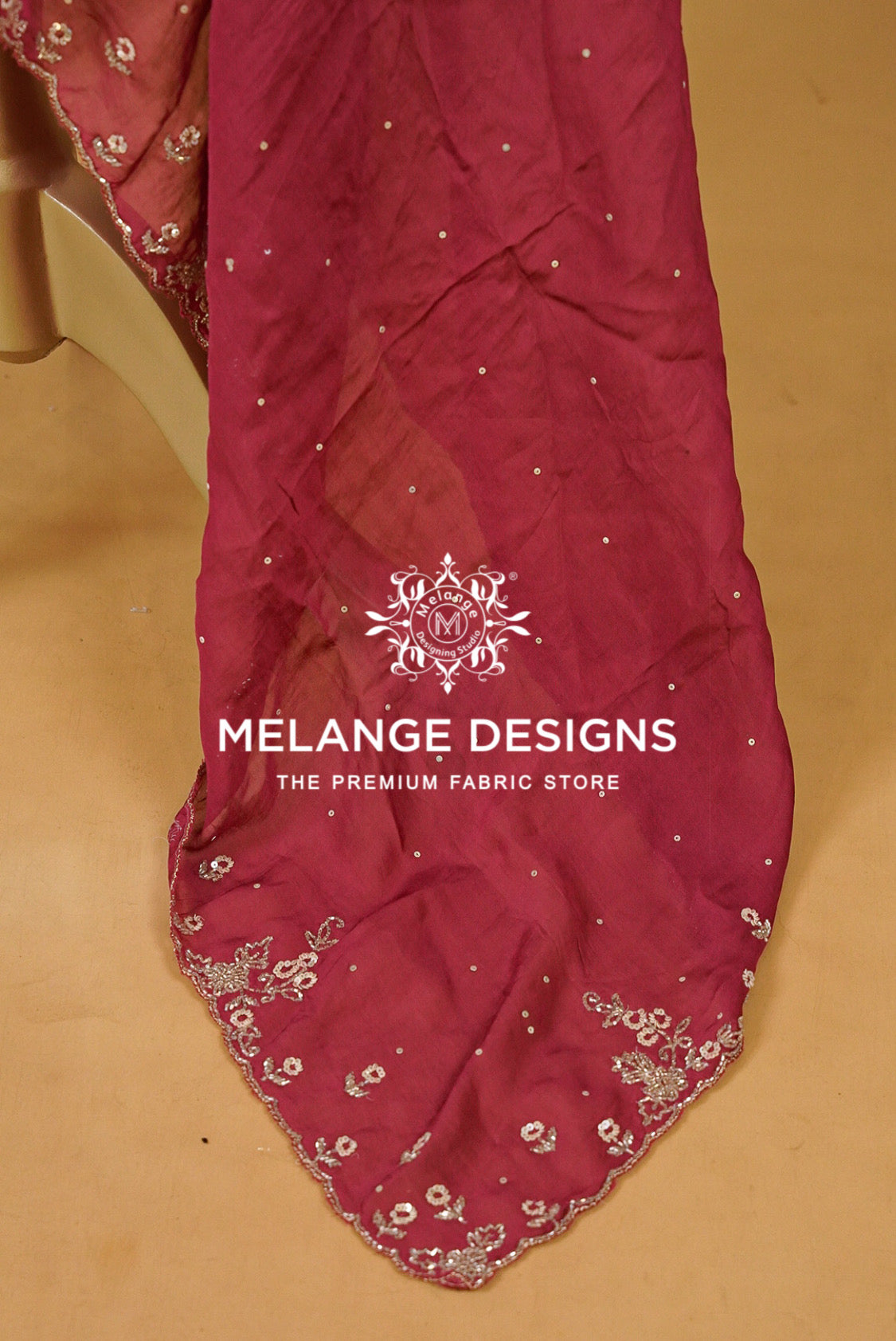 Organza Embroidery Dupatta For Women Berry Maroon BJ0077