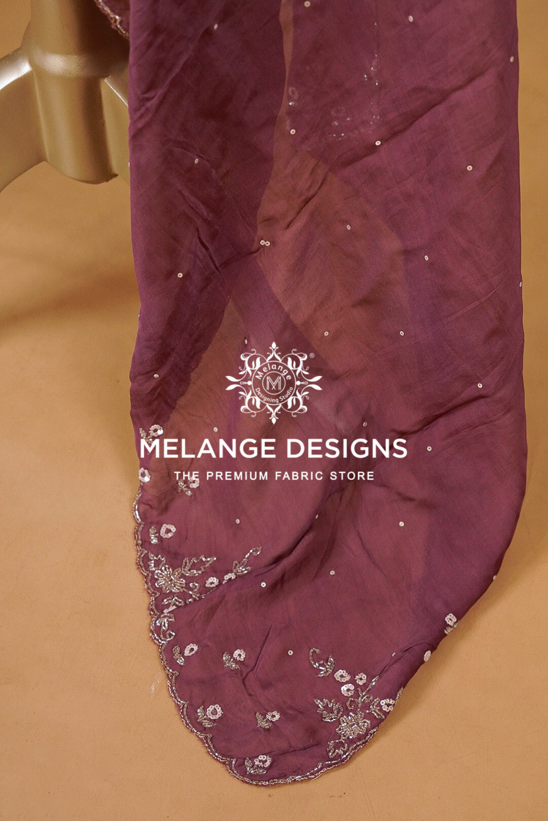 Organza Embroidery Dupatta For Women Dusty Mauve BJ0080