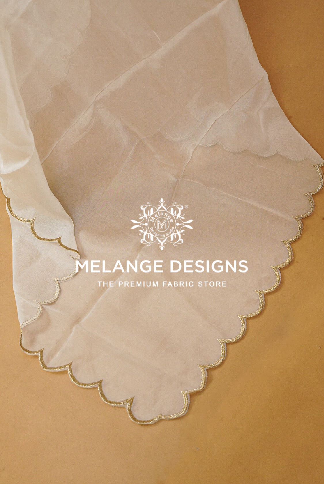 Organza Scalop Dupatta For Women White BJ0086