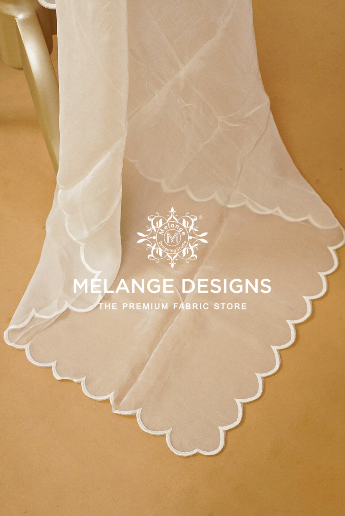 Organza Scalop Dupatta For Women White BJ0087
