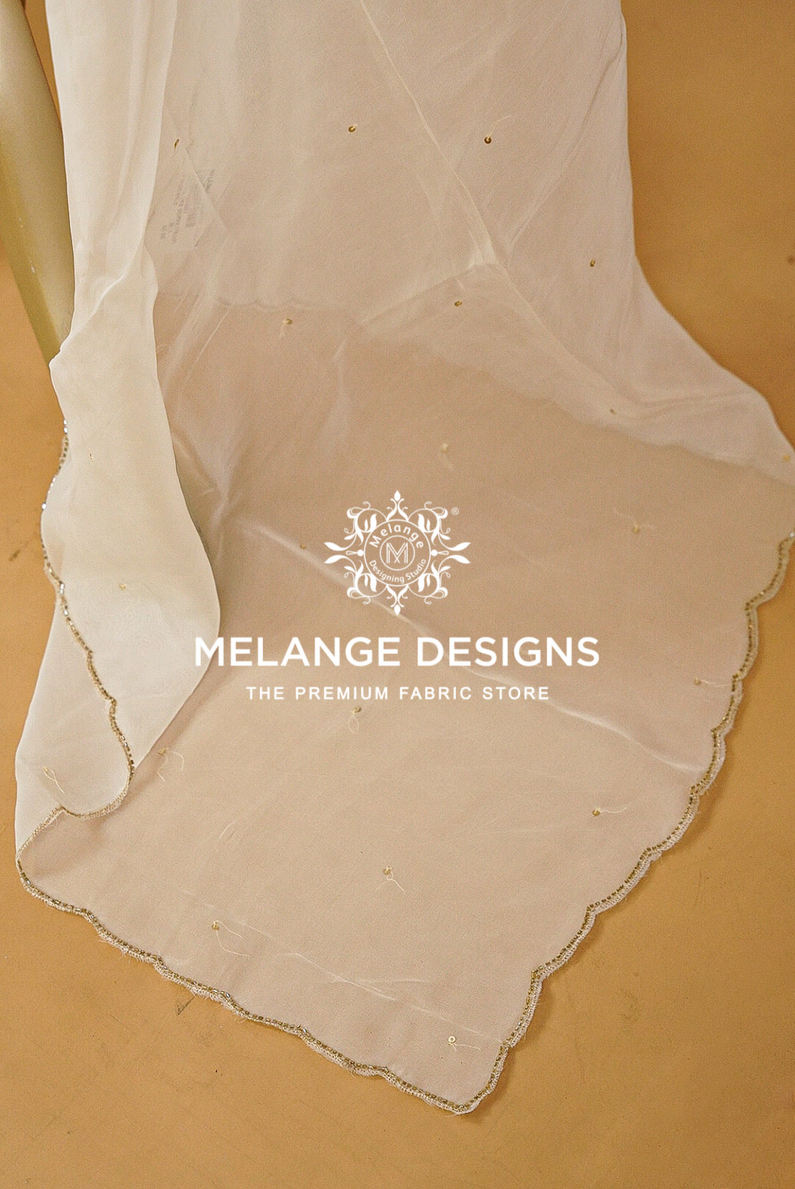 Organza Embroidery Dupatta For Women White BJ0088
