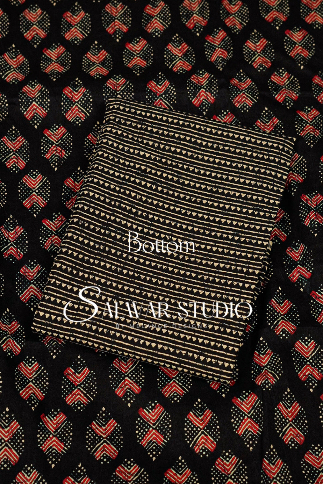Printed Cotton Unstitched Salwar Suit Dress Material Black AC0259