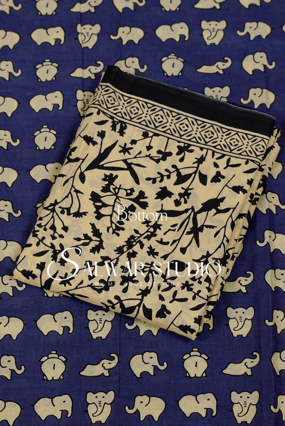 Printed Cotton Unstitched Salwar Suit Dress Material Royal Blue AC0374