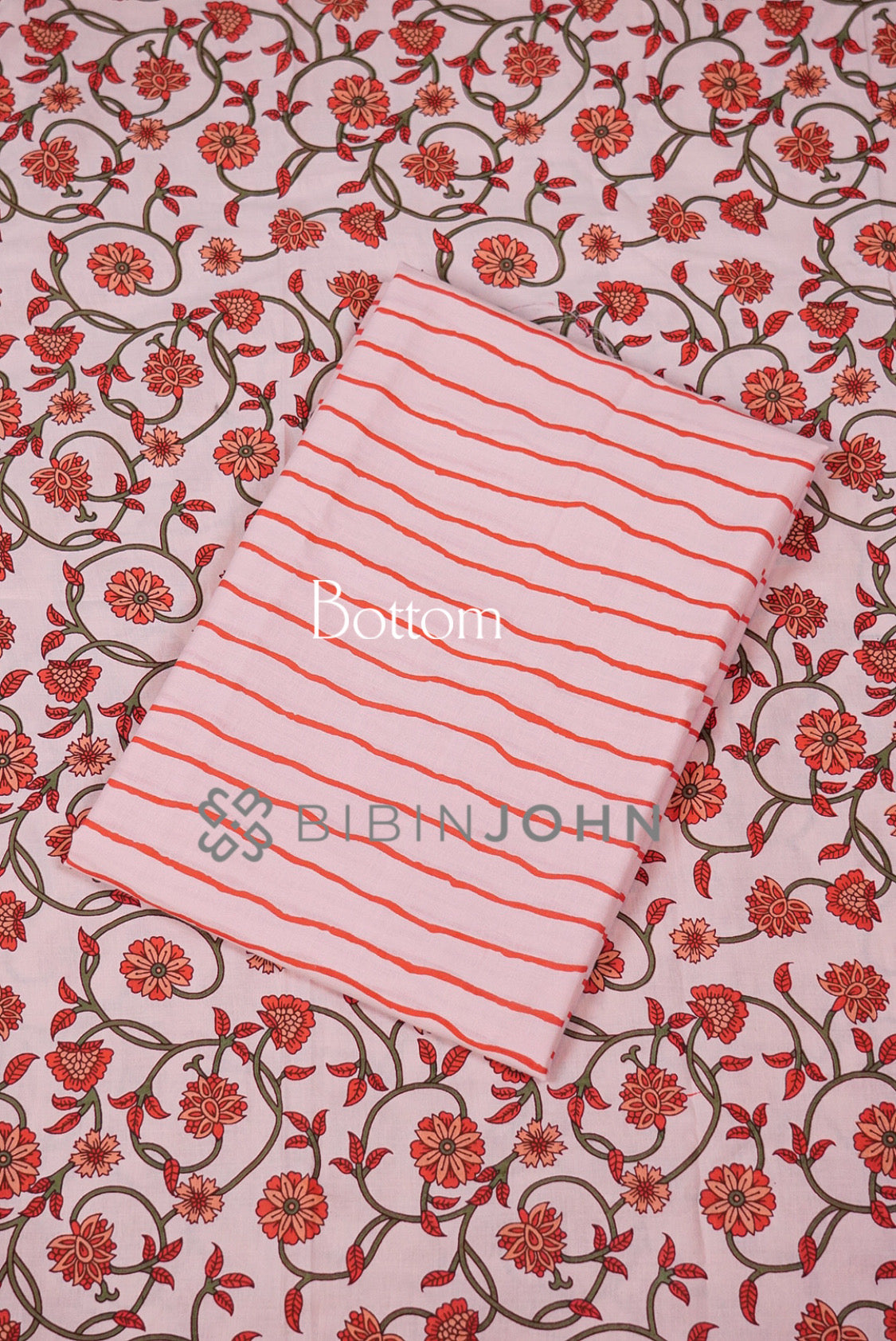 Printed Cotton Unstitched Salwar Suit Material Blush Pink bottom