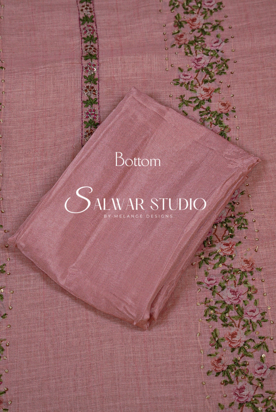 Semi Linen Embroidery Unstitched Salwar Suit Dress Material Blush Pink AC0382