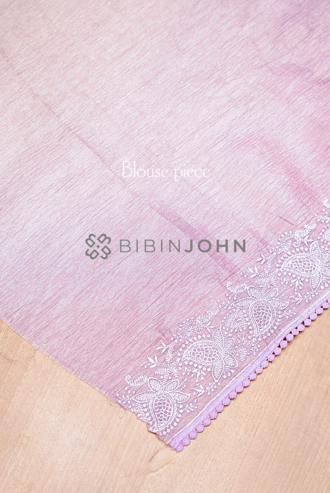 Tissue Organza Embroidery Saree For Women Lilac BLOUSE PIECE