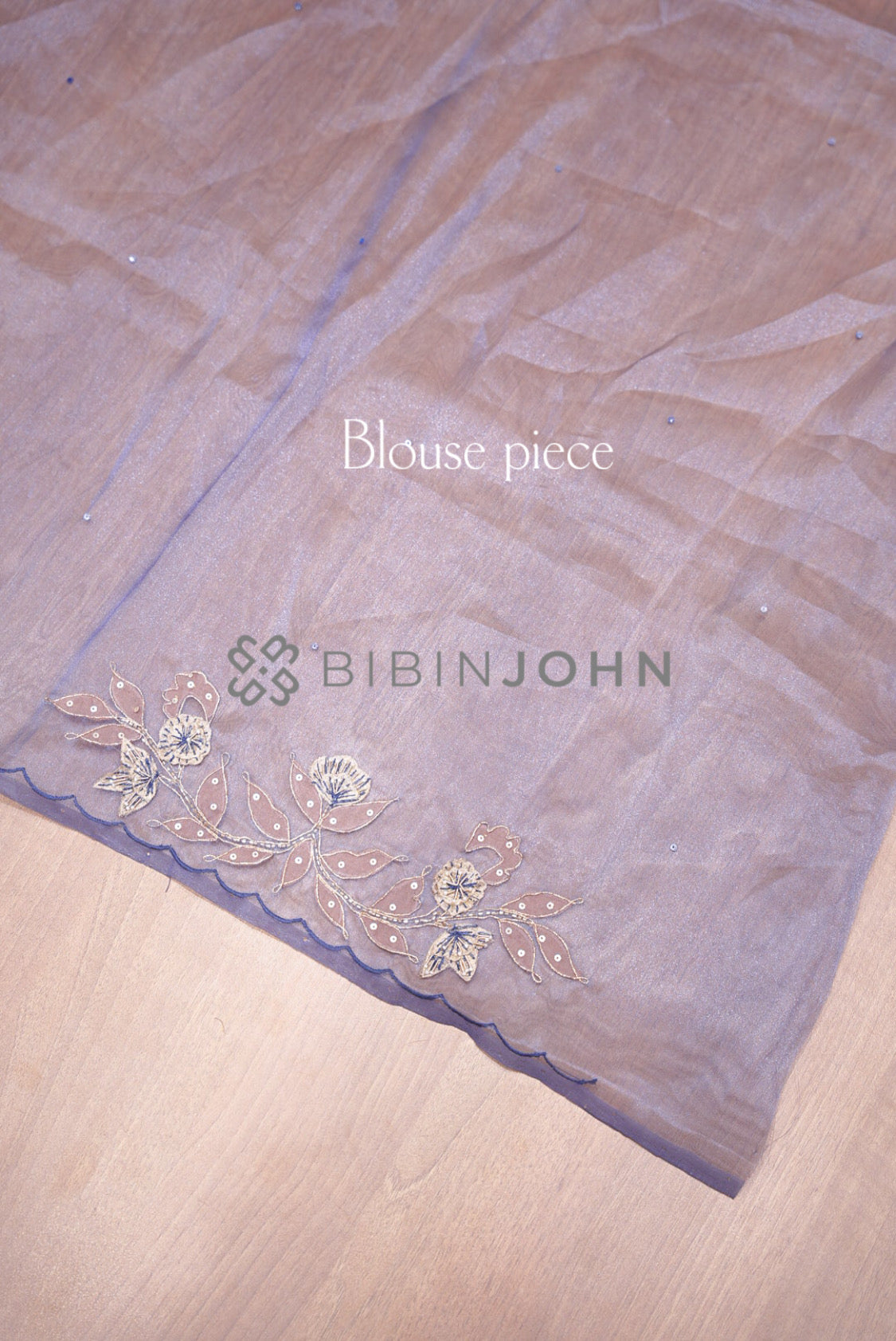 Tissue Organza Embroidery Saree For Women Dusty Periwinkle Blue BLOUSE PIECE