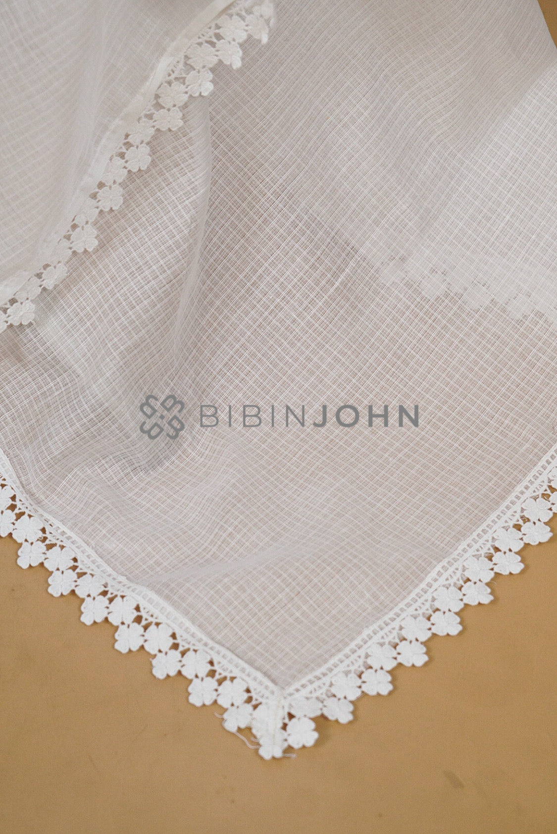 Cotta Lace Dupatta For Women White side view