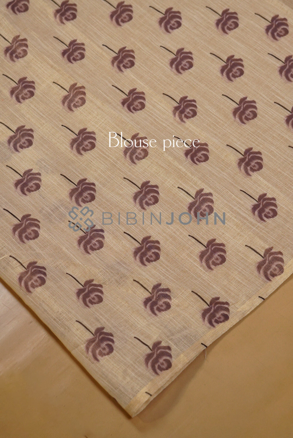 Tissue Embroidery Saree For Women Antique Beige blouse piece
