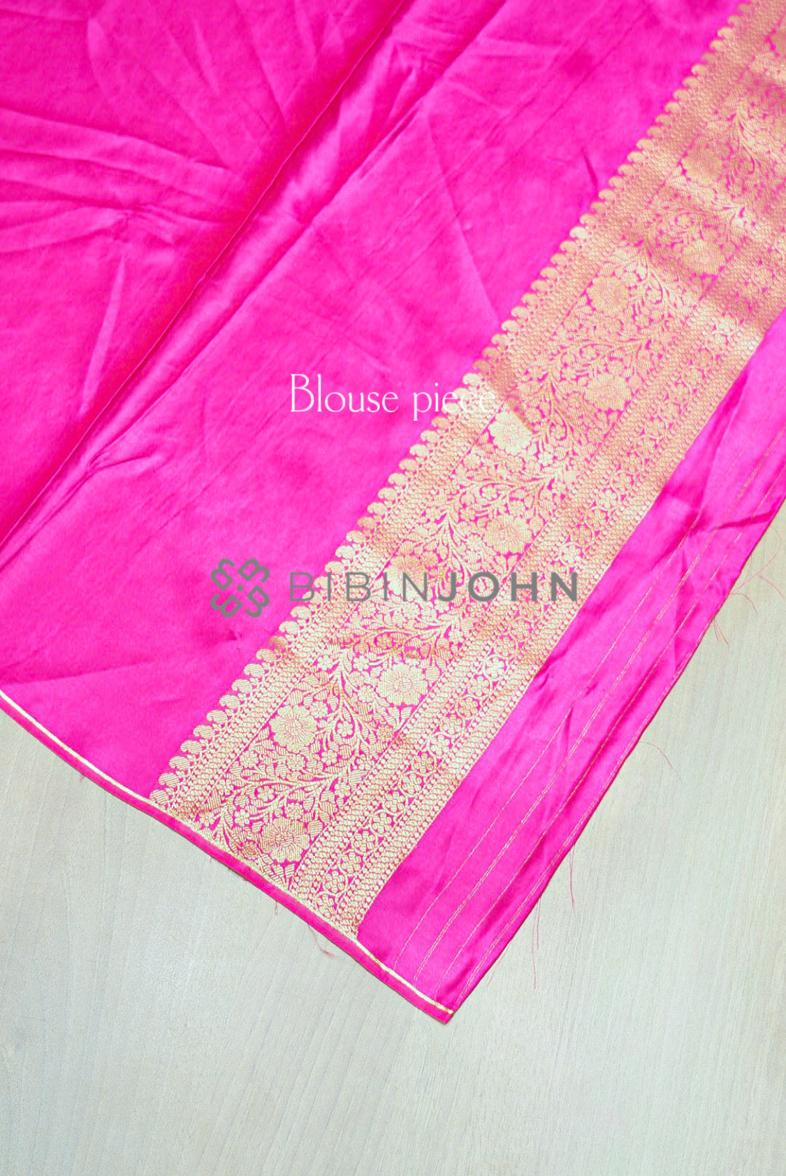 Satin Brocade Saree For Women Rani Pink blouse piece