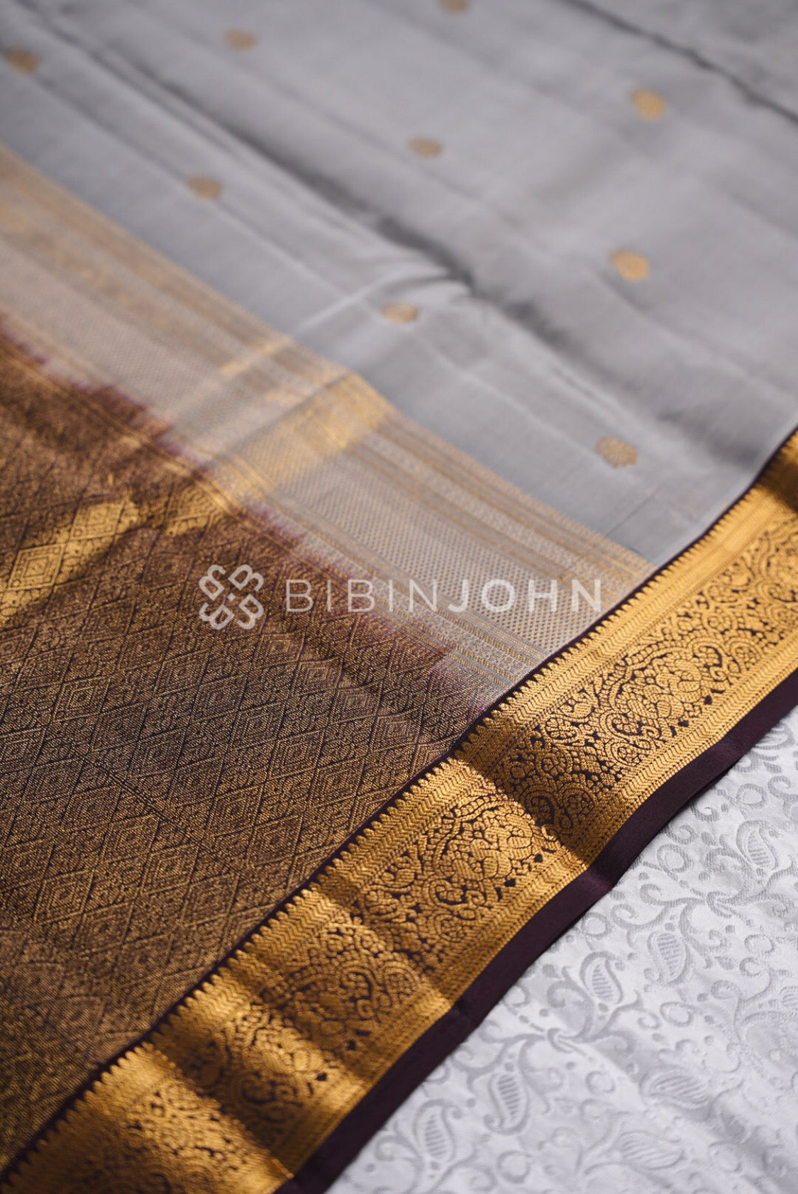 Silk Saree For Women Silver Grey BJ0851